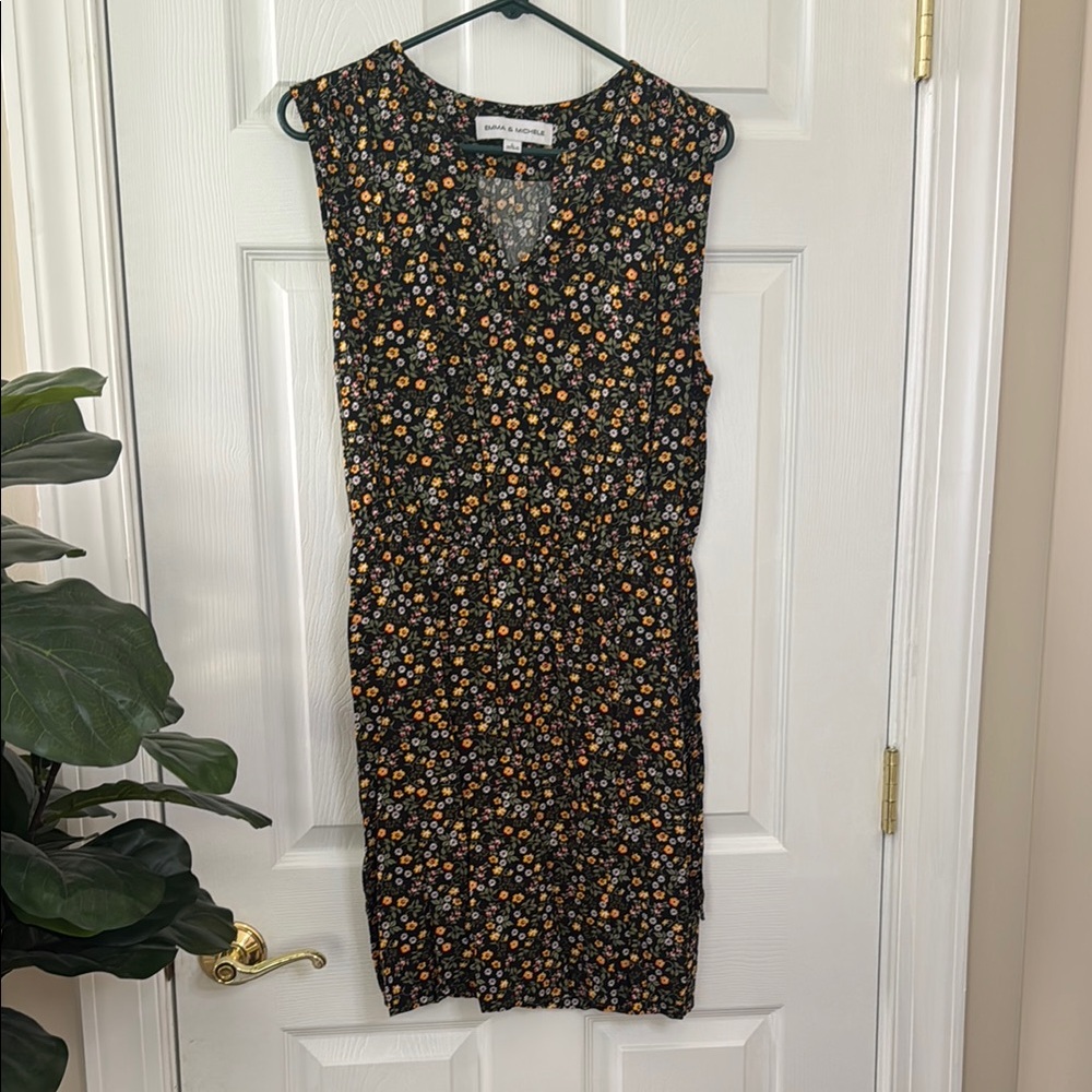 Emma & Michele Black & Orange Scoop Neck Sheath Dress